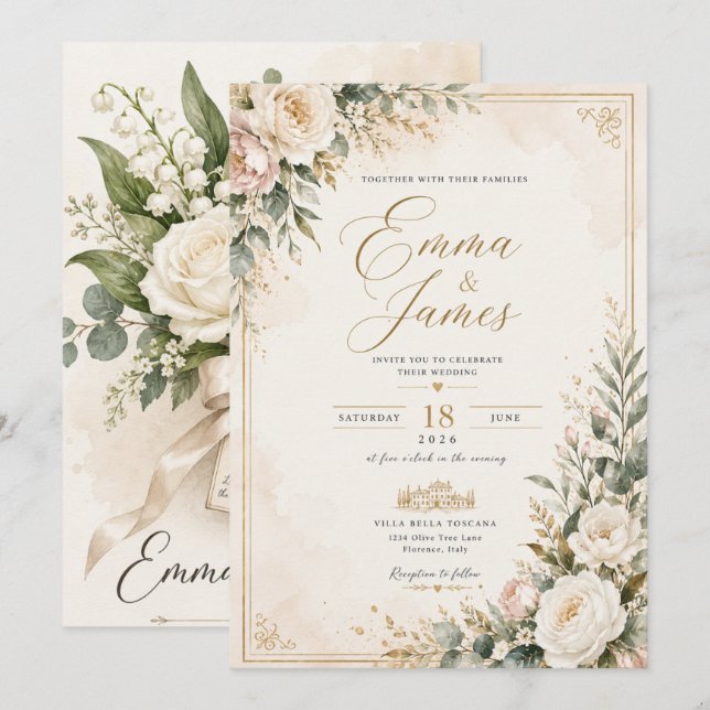 Hochzeitseinladung Dankeskarte (Vorne/Hinten)