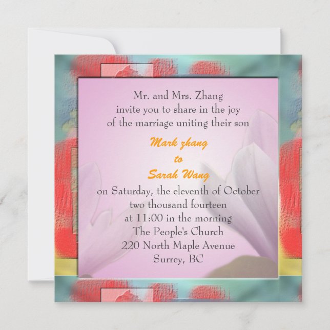 Hochzeitseinladung der Eltern des Bräutigams Einladung (Vorderseite)