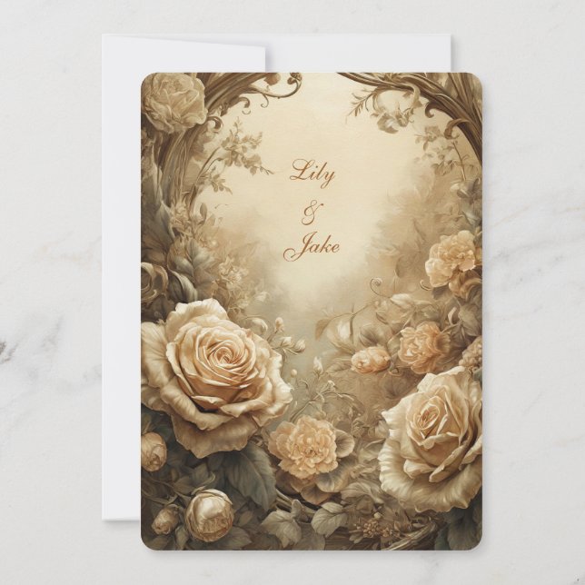 Hochzeitseinladung der schönen Rose Einladung (Rückseite)