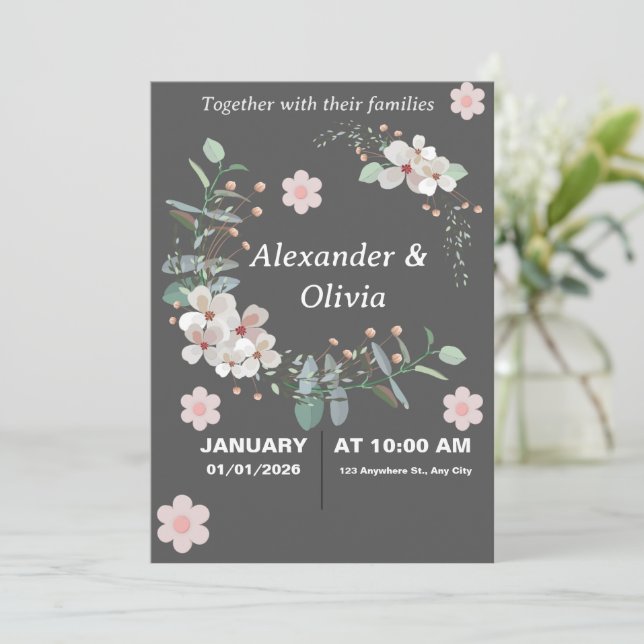 Hochzeitseinladung Einladung (Stehend Vorderseite)