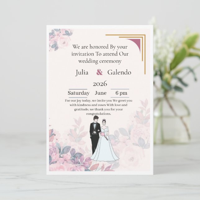 Hochzeitseinladung Einladung (Stehend Vorderseite)