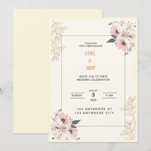 Hochzeitseinladung Einladung (Vorne/Hinten)