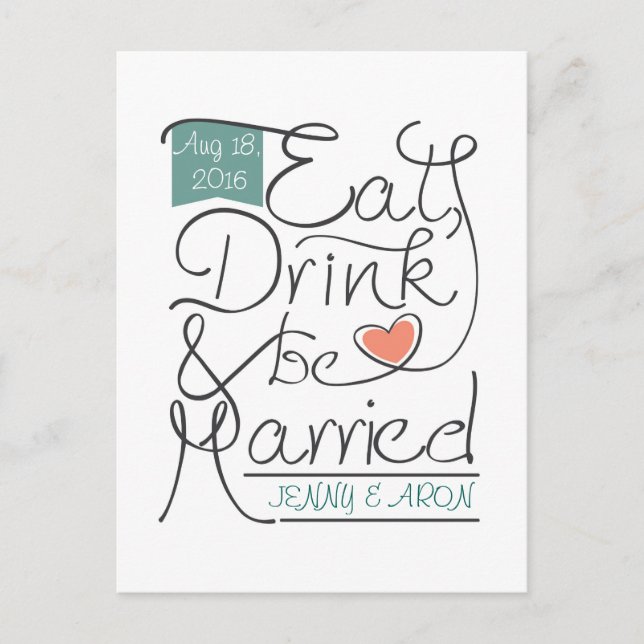 Hochzeitseinladung Einladungspostkarte (Vorderseite)