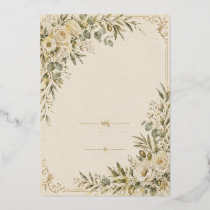Hochzeitseinladung Elegant Europäische Botanik Folien Feiertagskarte