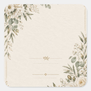 Hochzeitseinladung Elegant Europäische Botanik Quadratischer Aufkleber