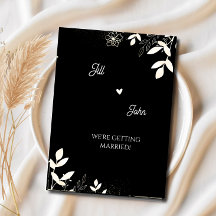 Hochzeitseinladung Elegante Flora Schwarz und Crem