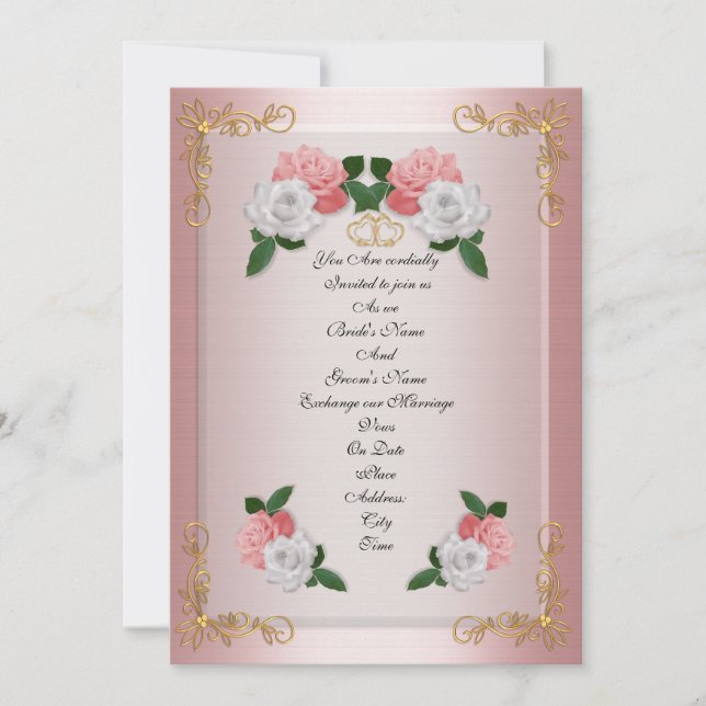 Hochzeitseinladung elegante formale rosa Rosen Einladung (Vorderseite)