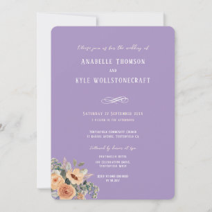 Hochzeitseinladung - Eleganter Lavendel mit Blumen Einladung