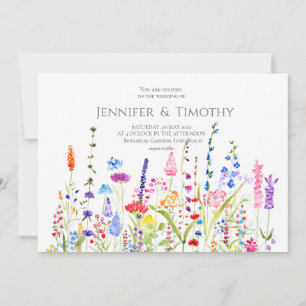 Hochzeitseinladung farbenfrohe Wildblumen Aquarell Einladung