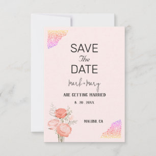 Hochzeitseinladung Florale Rosa Herz Umrandung RSVP Karte
