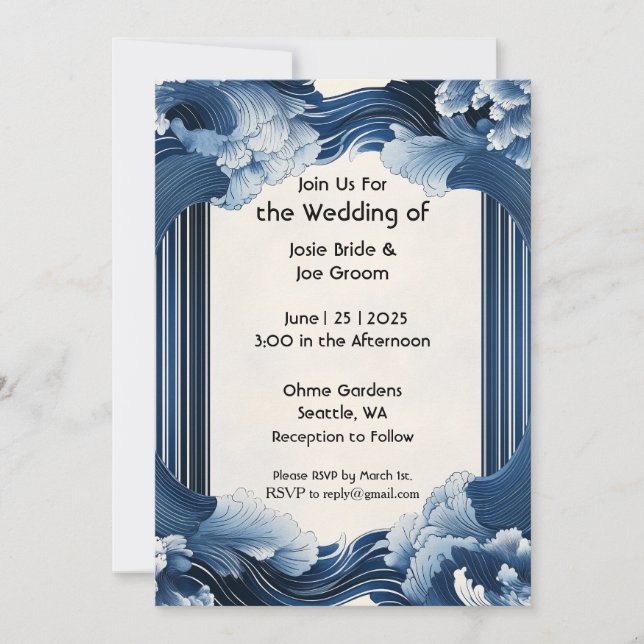 Hochzeitseinladung für dramatische Ozeanwellen Einladung