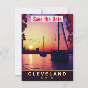 Hochzeitseinladung für ein Segelboot im Hafen von Save The Date
