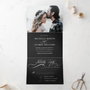Hochzeitseinladung für elegante Kalligraphie Dreifach Gefaltete Einladung