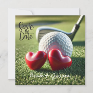 Hochzeitseinladung für Golfer mit Golfball auf Grü Save The Date