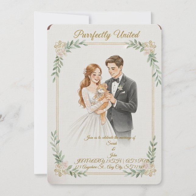Hochzeitseinladung für Katzenliebhaber Einladung (Vorderseite)