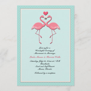 Hochzeitseinladung für lesbische Flamingos Einladung