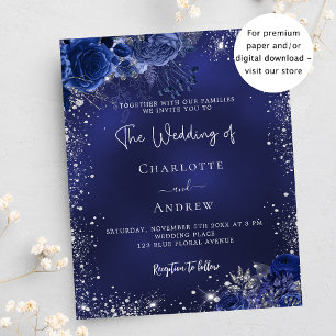 Hochzeitseinladung für Navy Blue Silver Blume
