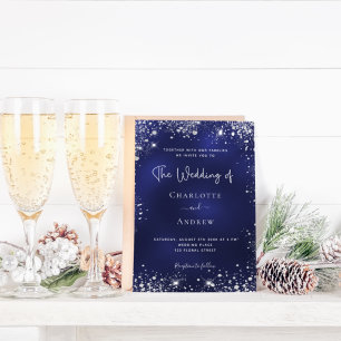 Hochzeitseinladung für Navy Blue Silver Glitzer Flyer