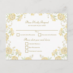 Hochzeitseinladung Gelbe Rose RSVP Feiertagspostkarte
