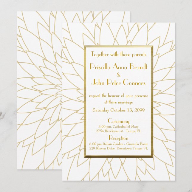 Hochzeitseinladung, großartige Gatsby, Dahlia geom Einladung (Vorne/Hinten)