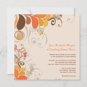 Hochzeitseinladung Herbst-Deko-Floral-Schwünge Einladung