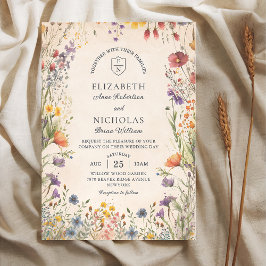 Hochzeitseinladung im Garten mit Vintage-Wildblume Einladung