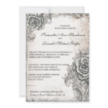 Hochzeitseinladung im Vintage-Rosen-Design