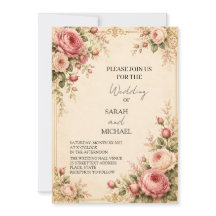 Hochzeitseinladung im Vintage-Rosen-Stil