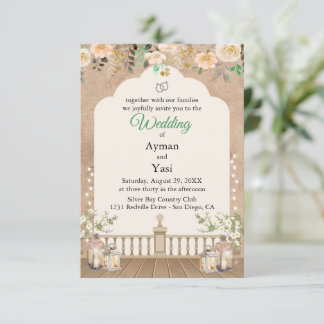 Hochzeitseinladung im Vintage-Scrapbook-Stil mit g RSVP Karte
