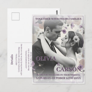 Hochzeitseinladung im Vintage-Stil mit romantische Postkarte