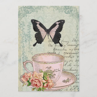 Hochzeitseinladung im Vintage-Tea-Time-Stil Einladung