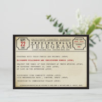 Hochzeitseinladung im Vintage-Telegramm-Stil
