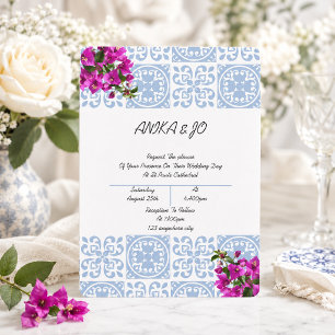 Hochzeitseinladung in blau-romantischem italienisc einladung