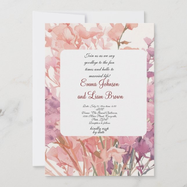 Hochzeitseinladung Karren pink kleine petalforal Einladung (Vorderseite)