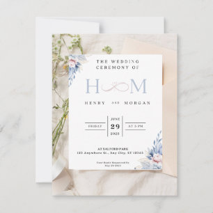 Hochzeitseinladung, klassisch mit blauen Blumen Einladung