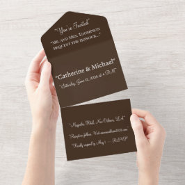 Hochzeitseinladung Luxus | Elegante braune All-in- All In One Einladung