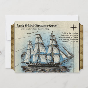 Hochzeitseinladung mit altem Schiff Einladung