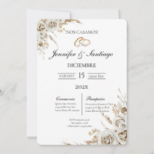 Hochzeitseinladung mit Blumenstrauß und Ring Einladung