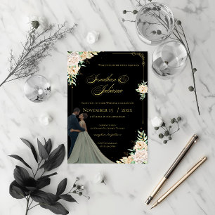 Hochzeitseinladung mit Braut und Bräutigam, Einladung