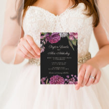 Hochzeitseinladung mit düsteren schwarzen violette