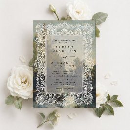 Hochzeitseinladung mit feiner Kunst und Vintage-Sp Einladung