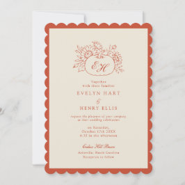 Hochzeitseinladung mit gerilltem Kürbismonogramm Einladung