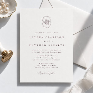 Hochzeitseinladung mit graviertem Eichen-Emblem im Einladung