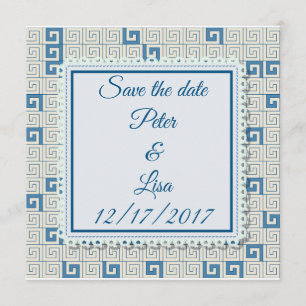 Hochzeitseinladung mit griechischem Muster Save The Date