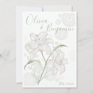Hochzeitseinladung mit handgezeichneter weißer Lil Einladung