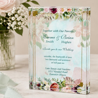 Hochzeitseinladung mit individuellem Blumendesign Fotoblock