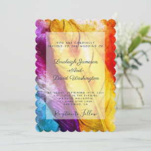 Hochzeitseinladung mit leuchtenden Federn Einladung