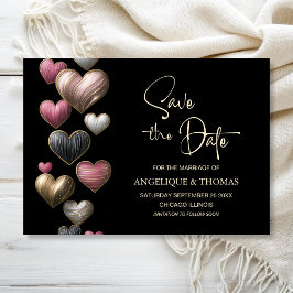 Hochzeitseinladung mit rosa Herzen zum Vormerken Save The Date