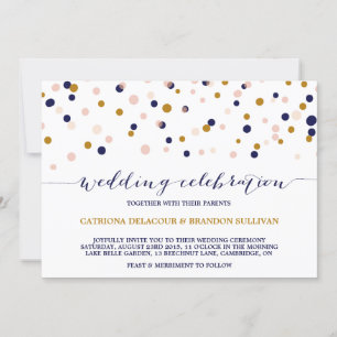 Hochzeitseinladung mit rosa und goldenen Konfetti- Einladung