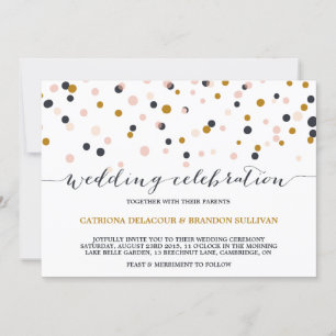 Hochzeitseinladung mit rosa und goldenen Konfetti- Einladung